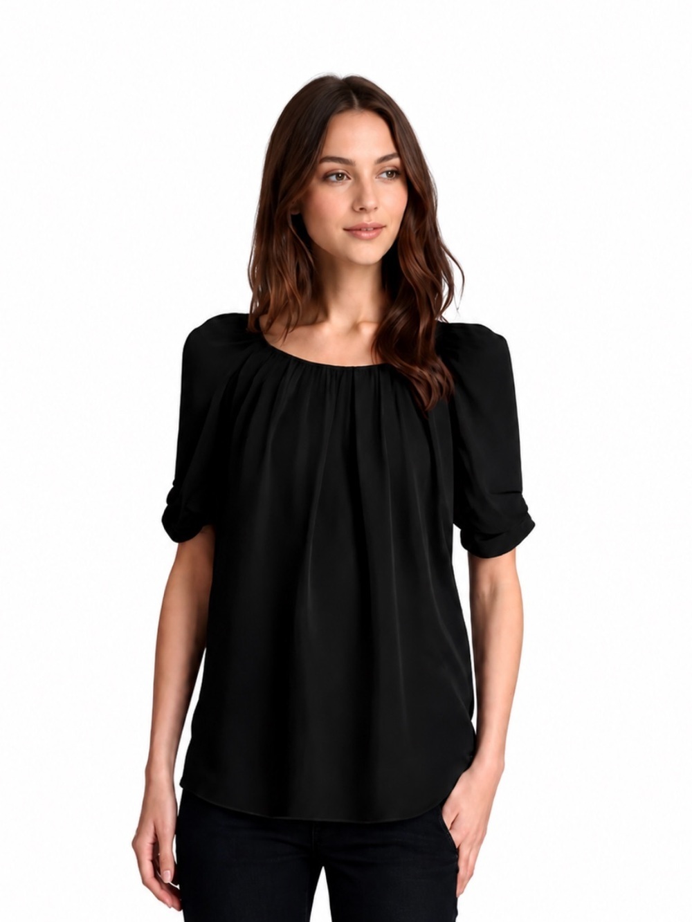 Joie “Eleanor” Black Silk Short Sleeved Blouse Size Small New With Tags!